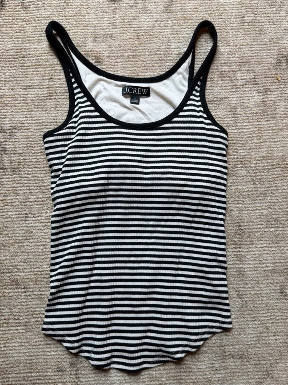 J.Crew Black and White Striped Rib Tank
